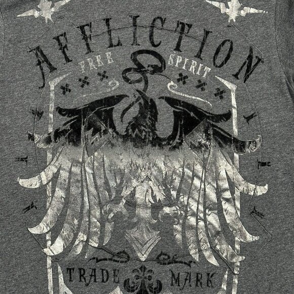 Crazy Y2K Affliction Velour Graphic T Shirt Grunge Cyber - Picture 4 of 6